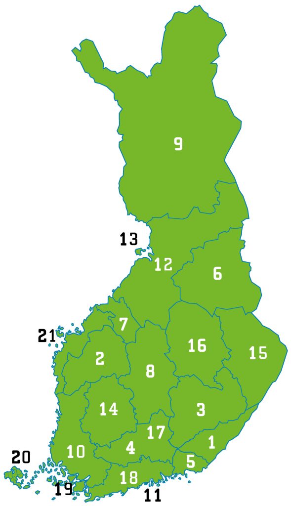 Kalatalouden Keskusliiton jäsenjärjestöt 2023. Kartta ahven.netissä.