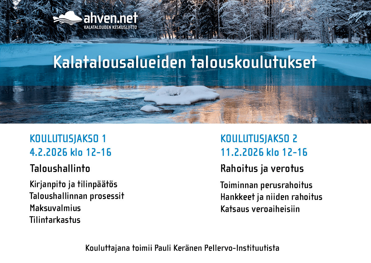 Kalatalousalueiden talouskoulutus 2026 -koulutuksen mainoskuva.